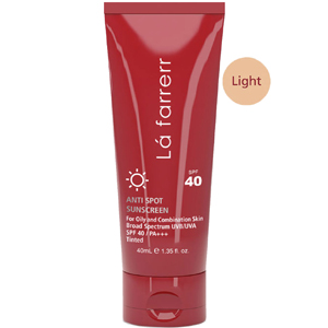 کرم ضد آفتاب و ضد لک رنگی لافارر مخصوص پوست های چرب و مستعد آکنه رنگ روشن SPF40